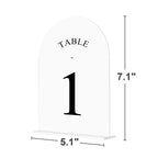 JOYIT Arch Wedding Table Numbers 1-50 with Stands – Double-Sided Printed 5" X 7" Acrylic Signs with White Background and Black Text, Perfect for Wedding Receptions, Parties, Anniversaries, and Events
