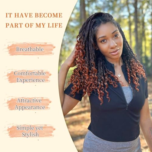 Karida 9 Packs Goddess Box Braids Crochet Hair 10 inch, Crochet Braids With Curly Ends, Pre-Looped Boho Box Braids Crochet Hair For Black Women (10 Inch, TBug#)