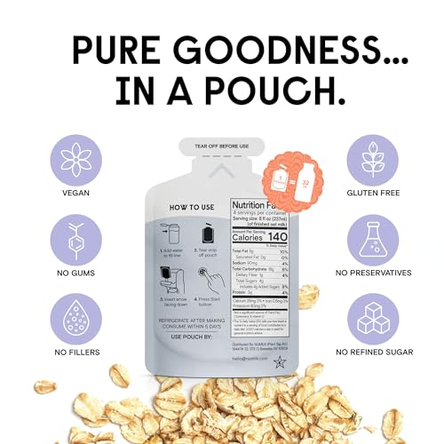 Numilk Pouches - Original Oat - Creamy Plant-Based Milk in Seconds - Easy-to-Use with the Numilk Nut Milk Maker Machine - Dairy Free Milk Beverage - One Pouch Makes 32oz - 4-Pack