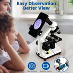 Microscope for Adults Kids,40X-2000X Monocular Microscope Kit for Home School Lab, 2 LED Lights & 5 Colors Kids Microscope with Phone Holder,10 Specimen Slides,20 Slides,100 Coverslips, Bag