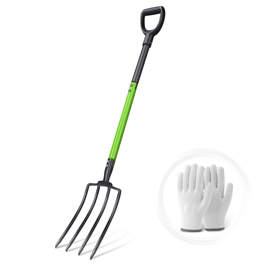 GARDENWORK Garden Fork,45-Inches Pitch Fork with Enhanced&Steel D-Handle