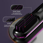 Go Brush Pro Hair Straightener & Curler 2-in-1 – Cordless Comb with Negative Ion, 4000mAh Fast Heating & Portable Travel Design, Rechargeable Brush for Straightening and Curling (1Pcs)
