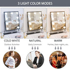 FENCHILIN Hollywood Mirror with Light Lighted Makeup Mirror Vanity Makeup Mirror Smart Touch Control 3 Colors Dimable Light Detachable 10X Magnification 360°Rotation(Black)