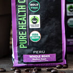 Mold Free Pure Health Coffee - Organic Fair Trade Specialty Grade Low Acid Clean Coffee 12oz (Whole Bean)