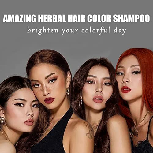 Fvquhvo Dark Red Wine Hair Dye Shampoo 3 in 1 for Gray Hair, Natural Hair Color Shampoo for Men & Women,Burgundy Hair Dye Shampoo, Red Hair Shampoo & Red Hair Dye, Champu Para Canas