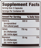 Amazon Elements Calcium Complex, 750mg, Vegan, With Vitamin D₂ and Magnesium, 195 Capsules