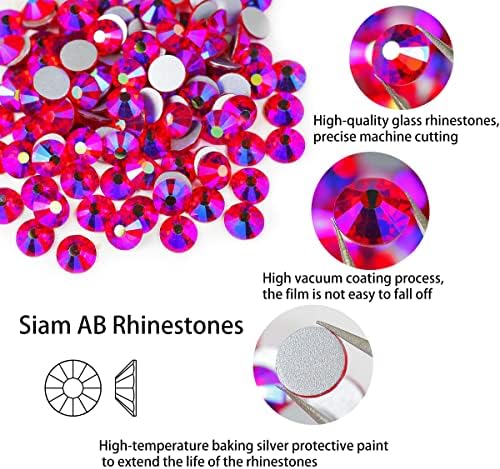 Genie Crystal ss30 Red AB Glass Rhinestones Flatback, 576 pcs 6.4 mm Light Siam AB Non Hotfix Rhinestone, Diamond Cut Gems for DIY Crafts, Tumbler, Shoes, Dress, Face Mask, Bling Decoration