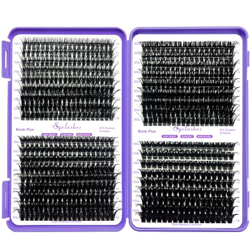 DIY Lash Extension Kit 804Pcs D Curl Individual Lash Clusters Eyelashes Extension Set with Mirror Lash Storage Box Lash Bond&Seal Glue Remover Tweezers Lash Brush Applicator