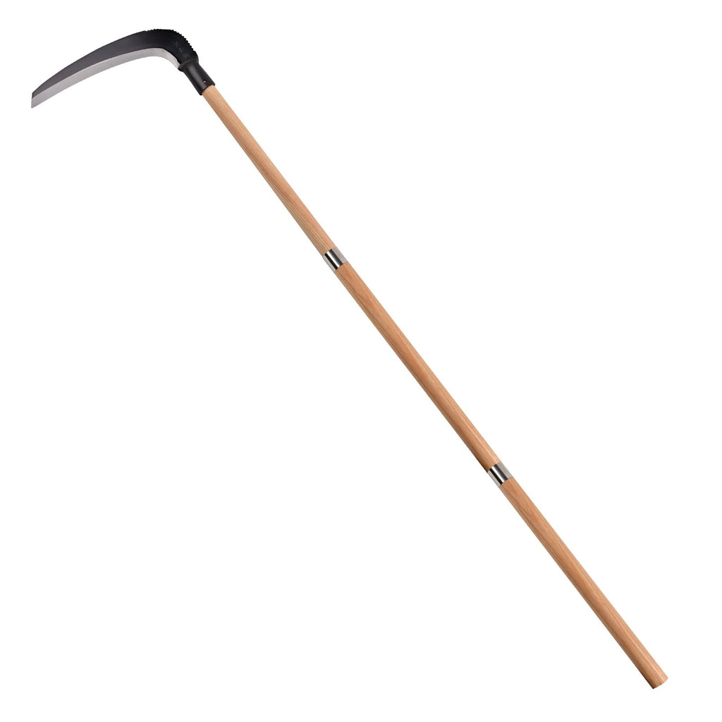 EcoDigiLife Solid Wood Long Handle Weeding Sickle, 30cm Extended Blade for Efficient Weed & Brush Clearing, 3-Section Adjustable Length, Heavy Duty Gardening Tool for Yard, Garden, Field and Ditch