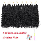 Goddess Box Braids Crochet Hair 12 Inch 8 Packs Pre-looped Bohemian Crochet Boho Box Braids With Curly Ends 3X Crochet Braids for Women Synthetic Braiding Hair (12 inch, #1B)