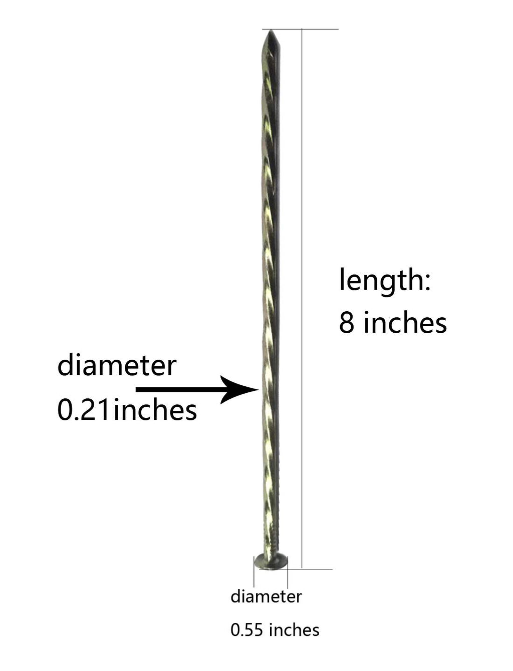 50 Pack 8" Spiral Galvanized Garden Stakes,Landscape Anchoring Spikes