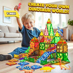 102PCS Dinosaur Toys Magnetic Tiles with 8 Dinosaurs for Kids 3-5 5-7, Jurassic Scenes Dinosaur World Set, Magnetic Blocks Kids Sensory Toys for Boys & Girls Ages 3+, Classroom Must Haves