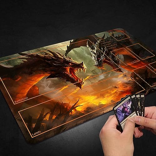 Playmat for MTG, with Free Storage Bags,Game Mat 24 x 14 inches, TCG and Board Game Mat for Cards,Mousepad Desk Mats (with Zones,Magic Mat 15)