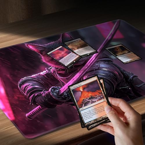 MTG Playmat Non-Slip Rubber Backing Printing Commander Board Game Desk Mat Duel Mat TCG PTCG Playmat 24x14 inches and Free Storage Bags (Cat 04)
