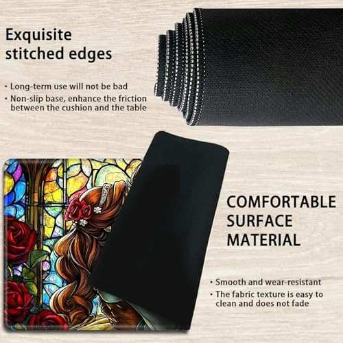 Playmats for Magic: The Gathering MTG Card Game Mat Plus 50 Pcs Card Sleeves, 24 x 14 inch TCG Mat with Stitched Edge for Commander Deck Duskmourn Board Game, Heiress Beast Red Rose