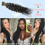 Human Braiding Hair Deep Water Wave Bulk Human Hair for Braiding Dark Brown Human Hair Braiding Hair No Weft 12A Curly Human Hair Extensions for Boho Braids (1B-Water Wave, 16 Inch)