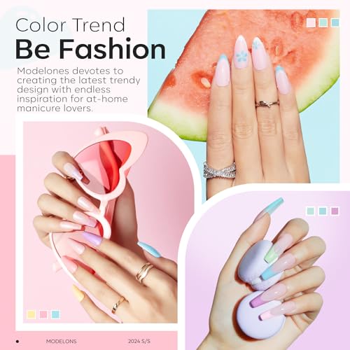 modelones Acrylic Powder, 6 Colors Pastel Pink Yellow Blue Purple Acrylic Nail Powder, Soft Macaron Tones for Spring Easter Acrylic Nail Art 3D Nail Carving French Nail Extension Gift for Women