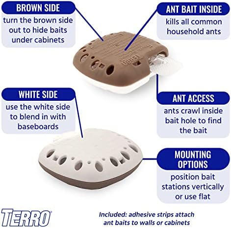 TERRO T334SR Indoor Multi-Surface Liquid Ant Bait and Ant Killer - 8 Discreet Bait Stations - Kills Common Household Ants