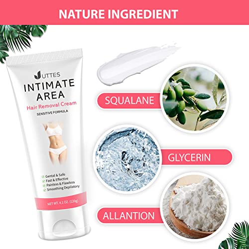 Intimate/Private Hair Removal Cream for Women, for Unwanted Hair in Underarms, Private Parts, Pubic & Bikini Area, Painless Flawless Depilatory Cream, Sensitive Formula Suitable for All Skin Types