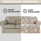 OQHAIR Stretch Prints Sofa Cover Dustproof Anti Slip Sofa Slipcover Universal with Skirt Sofa Cover for 3 Cushion Couch Furniture Protector Living Room -D-2Seat