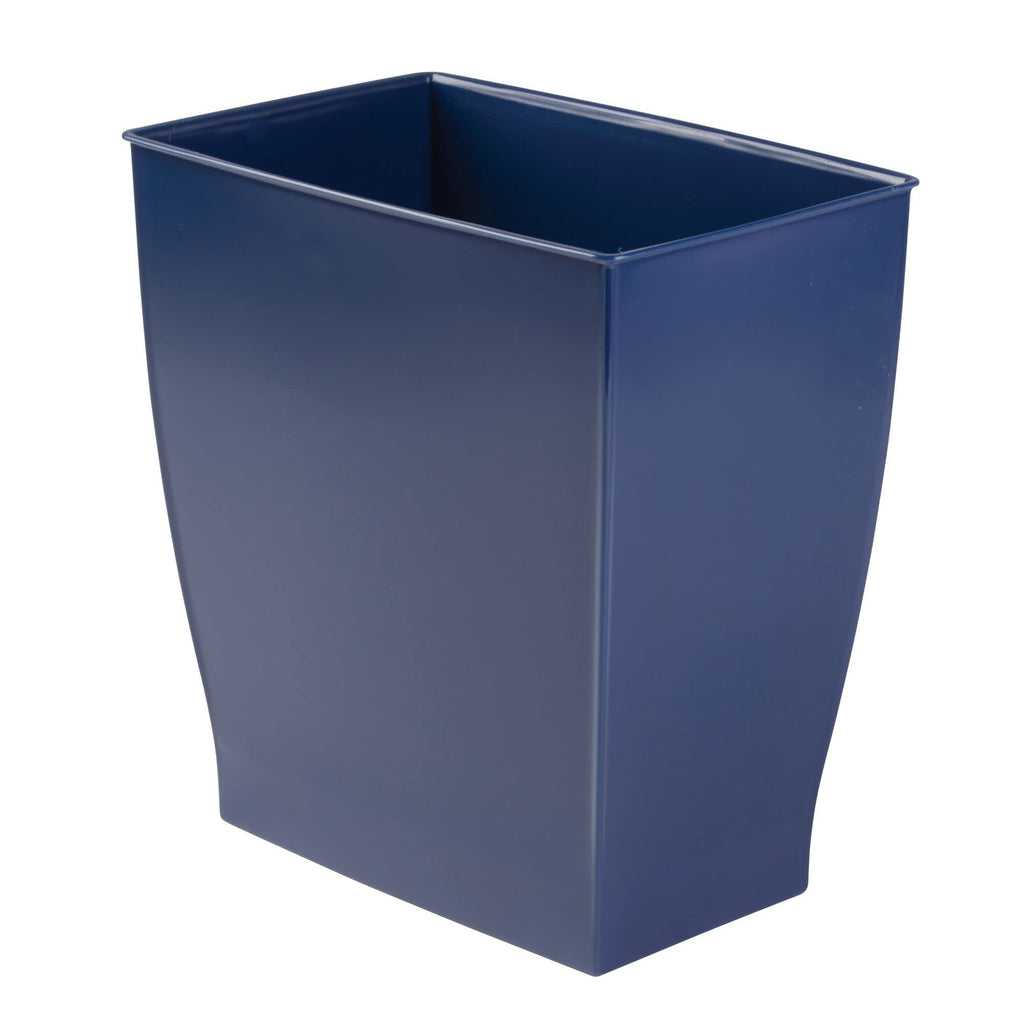 iDesign Small Plastic Bathroom Trash Can, Navy Blue