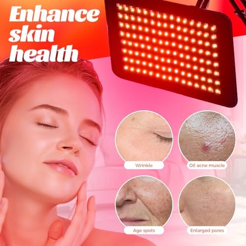 Red Light Therapy for Face and Body, Red Infrared Light Therapy Lamp Belt with Stand, Led 660nm Red Light & 850nm Infrared Light, Red Light Therapy Device for Skin Back Shoulder Pain Relief