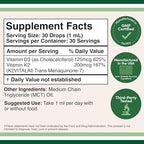 Vitamin D3 K2 5,000 IU Liquid Drops (5,000 IU of D3 and 200mcg of 99.9% All-Trans Patented K2 MK-7 (K2Vital)) Max Absorption Liquid Vitamin D Drops (30 Servings) by Double Wood (Pack of 2)