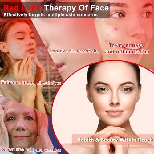Red Light Therapy Lamp for Face- Facial and Body Treatment with Adjustable Height Stand, 120 LEDs, 660nm, 850nm, 940nm - Alleviate Muscle Soreness, Skin Vitalit