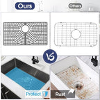 Silicone Sink Protector 30"x16" Rear Drain Hole, Heat Resistant Non-slip Dishwasher Suitable, Large Sink Mat for Bottom of Farmhouse Kitchen Stainless Steel Sink