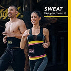 Sports Research Sweet Sweat Waist Trimmer (Core Series) - Premium Sweat Enhancing Fitness Band for Women & Men - Adjustable Fit �� Latex-Free Neoprene - Yellow Logo, Large