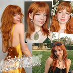BARSDAR Human Hair Clip in Bangs - French Thick Human Hair Bangs Clip in Extensions for Women - Auburn Hair Bangs Clip on Fringe Real Human Hair Bangs Hairpieces Daily Dyeable - Medium Auburn