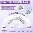 ALICE Natural Lash Extensions Kit Invisible Band Lash Clusters Kit Wispy10-14mm Eyelash Extensions C Curl Individual Cluster Lashes Kit with Lash Remover DIY at Home