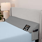 GORILLA GRIP Queen Bed Wedge Pillow for Headboard Gap, Filler Between Mattress Gaps, US Designed, Comfortable Supportive High Density Cushion Foam Pillows, Stay in Place Gripping Dots, Soft Gray