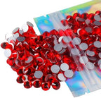 ss34 Red Glass Rhinestones 288 Pcs, 7.0 mm Big Light Siam Flatback Rhinestone, Diamond Cut Gems for Crafts, Face Mask, Makeup, Tumbler, Shoes, Clothing