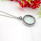 YYHSND 10X Magnifying Glass Necklace Magnifier Necklace Pendant Optical Magnifier with Chain Necklace for Library, Reading, Zooming and Jewelry (Color : Silver)