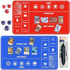 Card Game MTG Playmat for Beginner 2 Pack with Dices, Magic Mat Commander Deck Playmat for TCG MTG Accessories Play Mat 24x14 Inches Duel Card Battles, Red/Blue