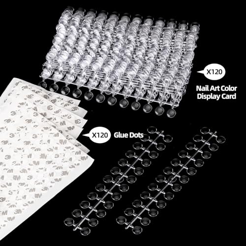 Tbestmax 720 Pcs Nail Polish Swatch Dots Round False Nail Display Tips Transparent Nail Art Color Display Chart with Adhesive Sticker for Nail Polish Training Practicing