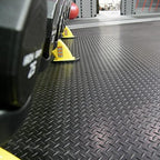 Rubber-Cal Diamond-Plate Rubber Flooring Rolls - 3 mm x 4 ft x 3 ft Rolls - Black