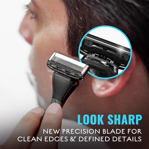Jeremy's Razors for Men - Precision 5 Razor Blade Refills - 8 Cartridges (Fits All 2nd Gen Jeremy's Handles) - Precision Trimmer, Stainless Steel Design, Lubricating Strip - Men's Shaving Blades