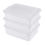 Utiao 3-Pack 13 L Plastic Commercial Bus Tub with Lid, Restaurant Dish Tub, White