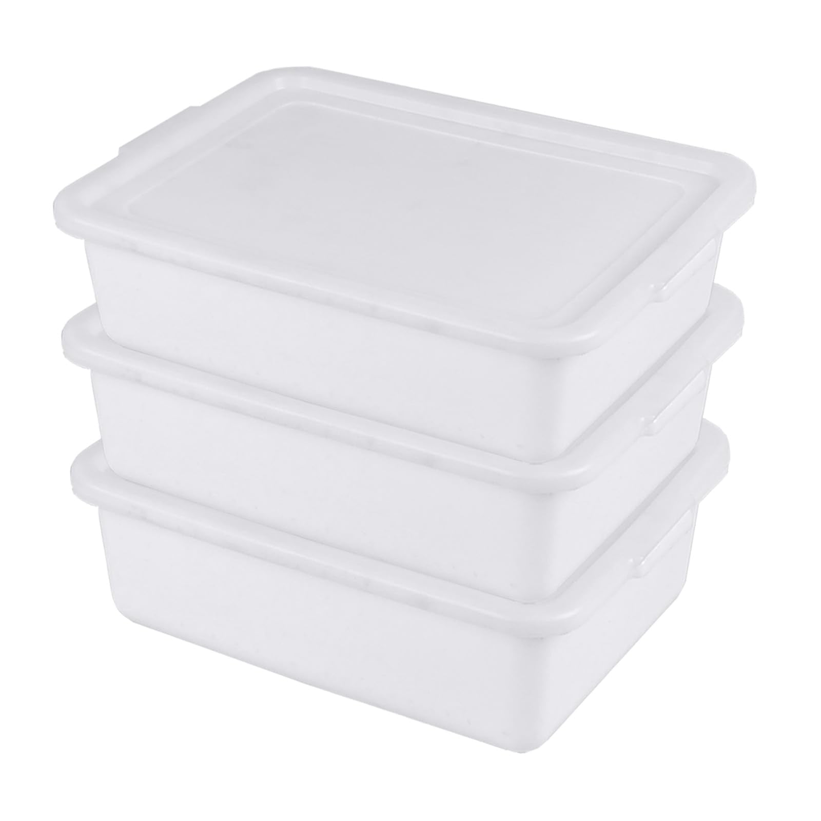 Utiao 3-Pack 13 L Plastic Commercial Bus Tub with Lid, Restaurant Dish Tub, White