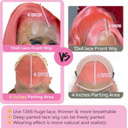 Pink Lace Front Wigs Human Hair 13x6 Body Wave Lace Front Wig Human Hair Pre Plucked 180% Density Hot Pink Hd Full Lace Frontal Wig Wear and Go Glueless Pink Wig Human Hair For Women 20 Inch