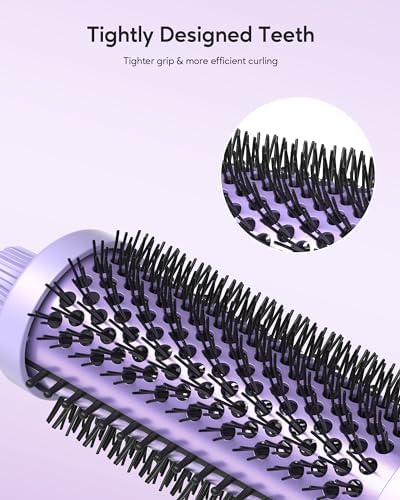 Wavytalk Thermal Brush, Blowout Boost 1.5 inch Heated Round Brush for Blowout Look, Negative Ion Technology, Ceramic Tourmaline, 5 Temperature Settings, Dual Voltage, Purple, Less Damage