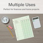Adams Columnar Analysis Pad, 4 Column Ledger, 8.5" x 11", 100 Pages (50 Sheets), Green, 3 Hole Punch, for Accounting, Bookkeeping & Data (ACP85114)