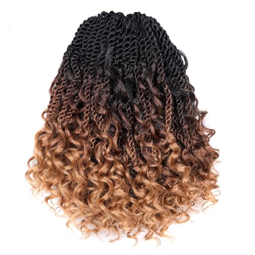 ToyoTress Boho Island Twist Crochet Hair - 12 Inch 8 Packs Short Bob Ombre Brown 3 Tones Boho Havana Twist Crochet Braids Synthetic Braiding Hair (12 Inch,8P-OT30/27)