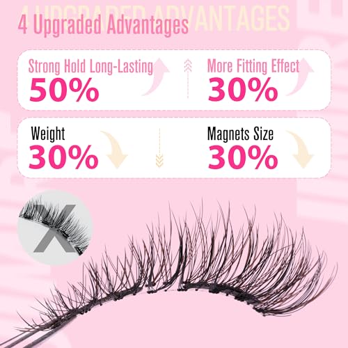 JIMIRE Magnetic Eyelashes with Applicator Soft Magnetic Lashes Black+Brown Reusable Comfortable Magnetic Eyelashes Natural Look Lash Primer No Glue No Eyeliner Needed Soft Magnets Eyelashes