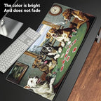 Playmats for Magic: The Gathering MTG Card Game Mat Plus 50 Pcs Card Sleeves, 24 x 14 inch TCG Mat with Stitched Edge for Commander Deck Duskmourn Board Game, Dogs Play Poker