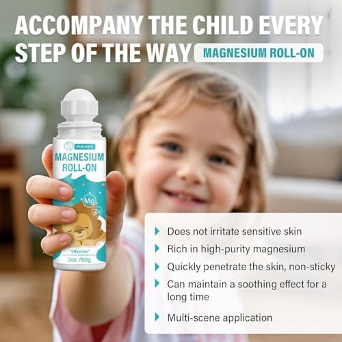 Magnesium Lotion for Kids, Easy to Use Magnesium Cream Roll-on Applicator, Magnesium Lotion, Relaxing and Helps Sleep Peacefully，60ml