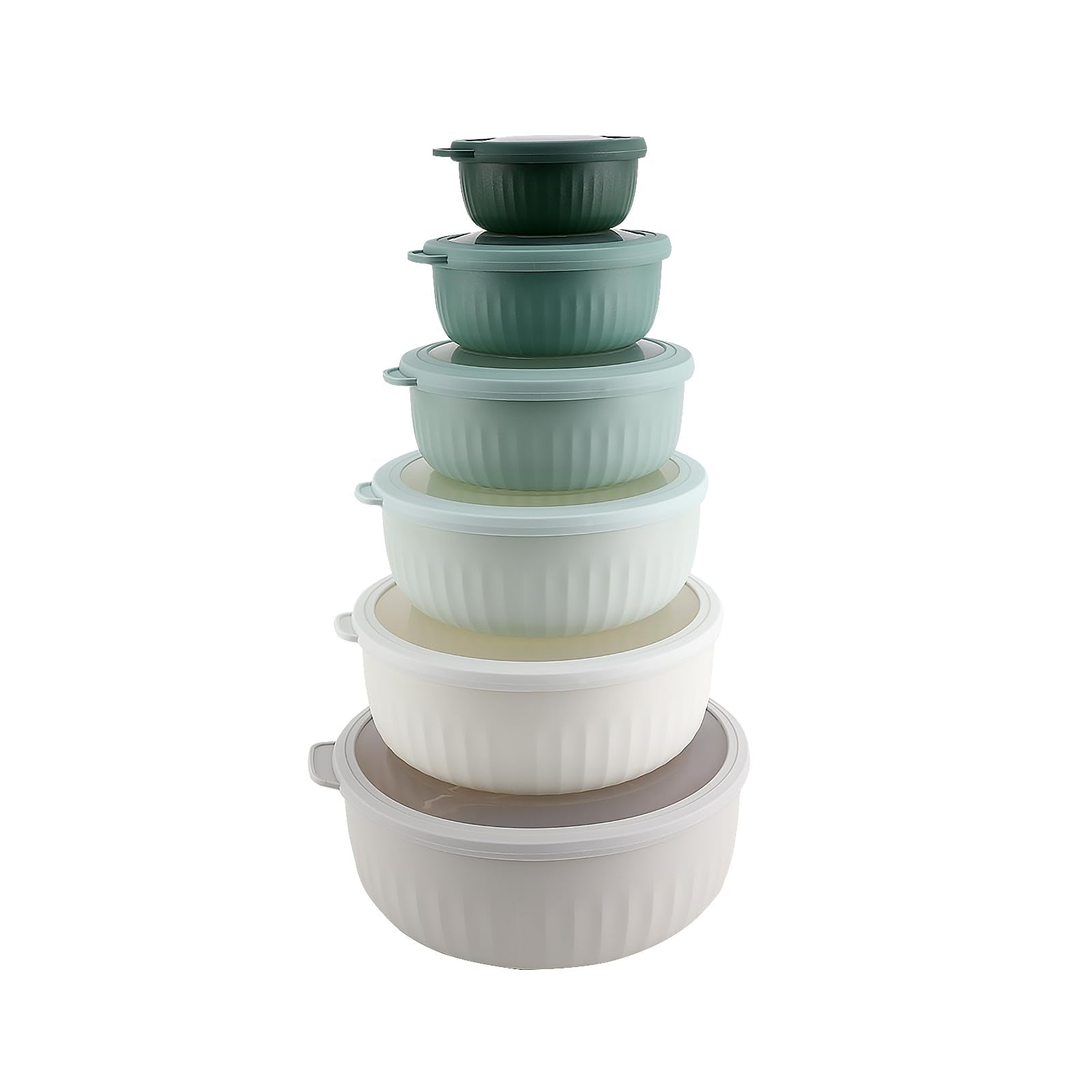 COOK WITH COLOR Prep Bowls with Lids- Wide and Deep Nesting Plastic Small Mixing Bowl Set with Lids, 12 Piece Set - Wide Bowls, Green