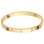 LUCSIS Waterproof 18K Gold PVD Plated Bracelet for Women, Non-Tarnish Stainless Steel Bangle with Engraved Cross Pattern and 5A Cubic Zirconia, Trendy Jewelry Gift for Her (Gold, M/L)